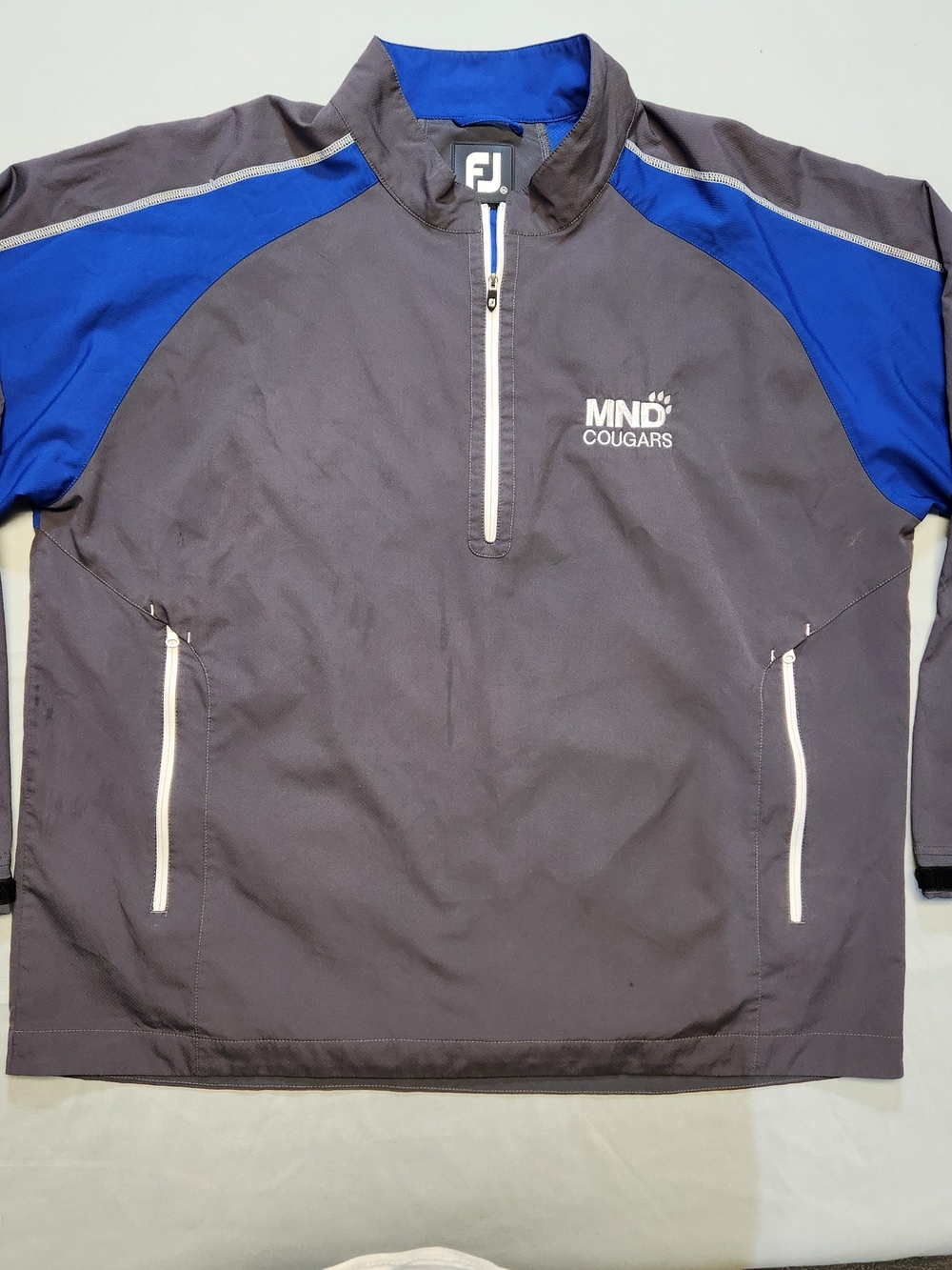 FootJoy Golf Windbreaker Men 2XL Gray Blue MND Cougars 1/4 Zip Pullover Jacket